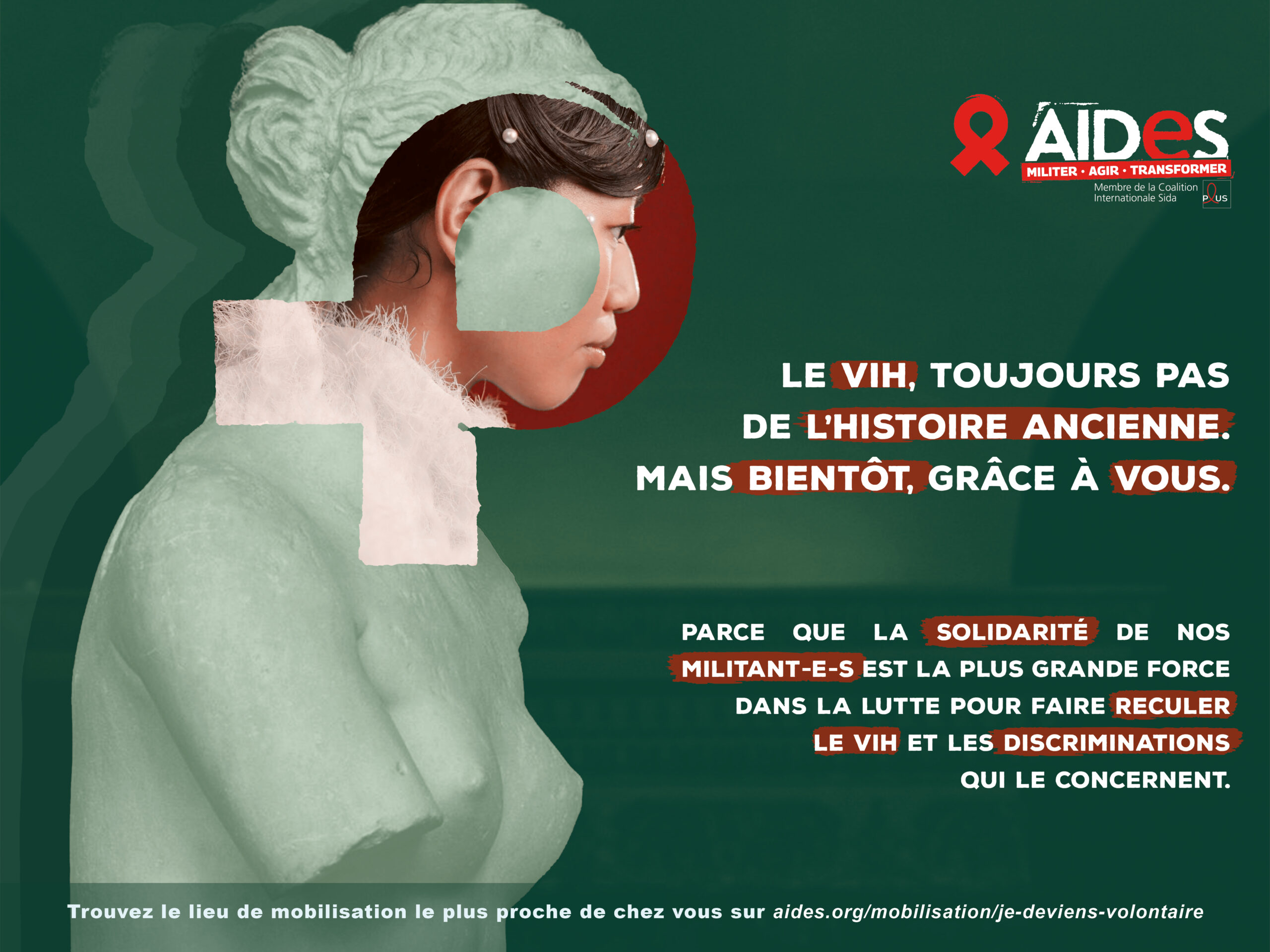 Affiche en 4x3 format paysage de sensibilisation pour l'association AIDES