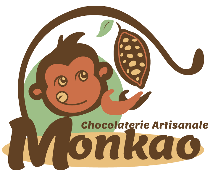 Logo de chocolaterie Monkao version vert & marron