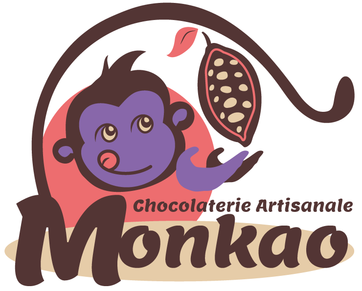 Logo de chocolaterie Monkao version violet & rose