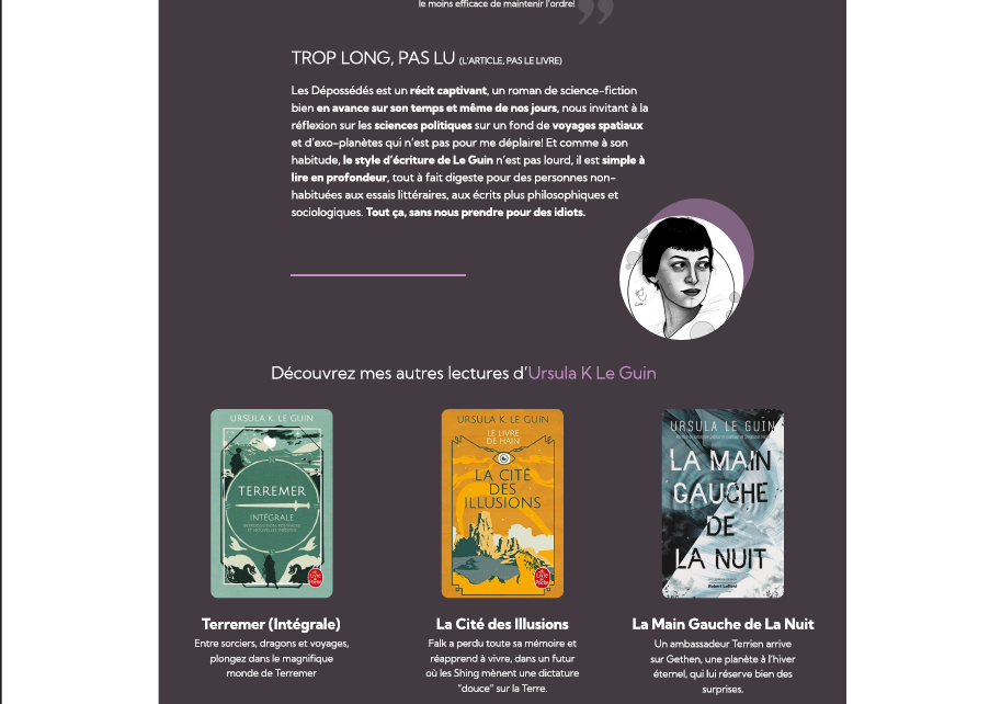 Extrait d'un morceau de la page article sur le livre Les Dépossédés